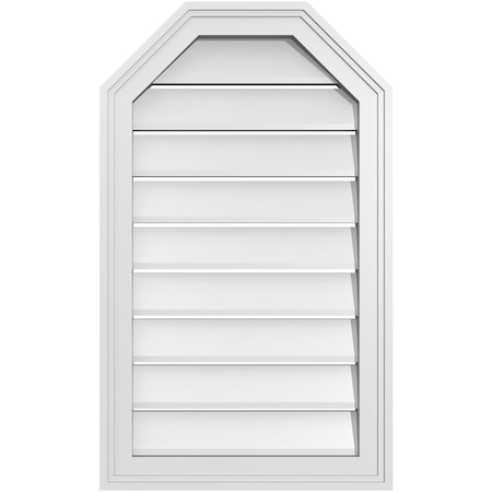 Ekena Millwork Octagonal Top Surface Mount PVC Gable Vent w/ 2"W x 1-1/2"P Brickmould Frame, 18"W x 30"H GVPOT18X3002SF